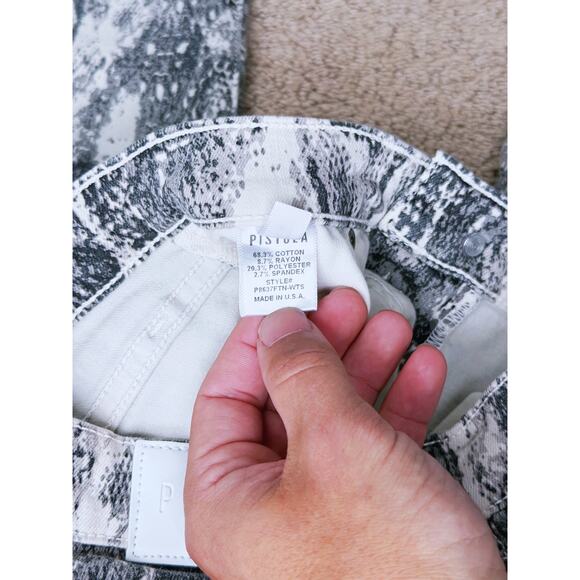 Pistola Revolve Snake Skin Print Skinny Stretchy Raw Hem Jeans 24 Edgy Statement - Picture 9 of 13